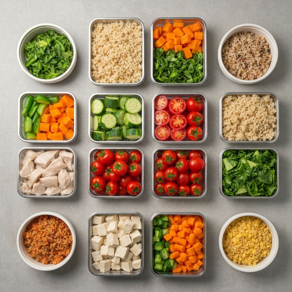 Structured meal prep with organized containers
