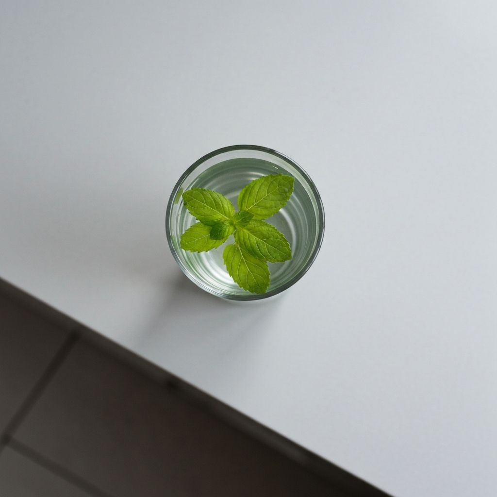 Clear glass of water with herb infusion